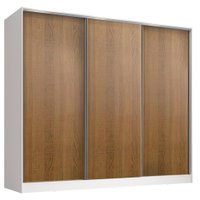 Guarda-Roupa Juvenil MDF Madesa Kevin 3 Portas de Correr - Branco/Rustic