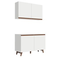 Kit Armário de Cozinha Aéreo e Balcão Gabinete de Pia 120 cm Preto Reims Madesa