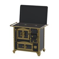 Fogao A Lenha N 1 Princess Preto Gold Com Tampa Saída Direita ou Esquerda