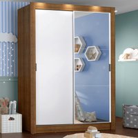Guarda-Roupa Infantil Madesa Bento 2 Portas de Correr com Espelho 2 Gavetas - Rustic e Branco