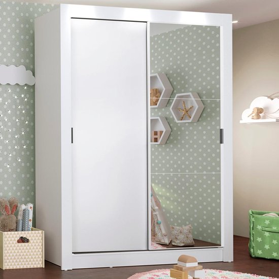 Guarda-Roupa Infantil Madesa Bento 2 Portas de Correr com Espelho 2 Gavetas - Branco