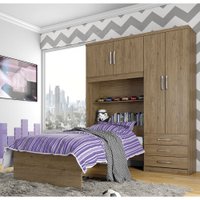 Guarda-Roupa Solteiro com Cama Henn 4 Portas Cravo