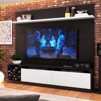 Painel Home TV 60 Polegadas Em MDP 2 Portas 5 Prateleiras Quiditá - Preto com Branco