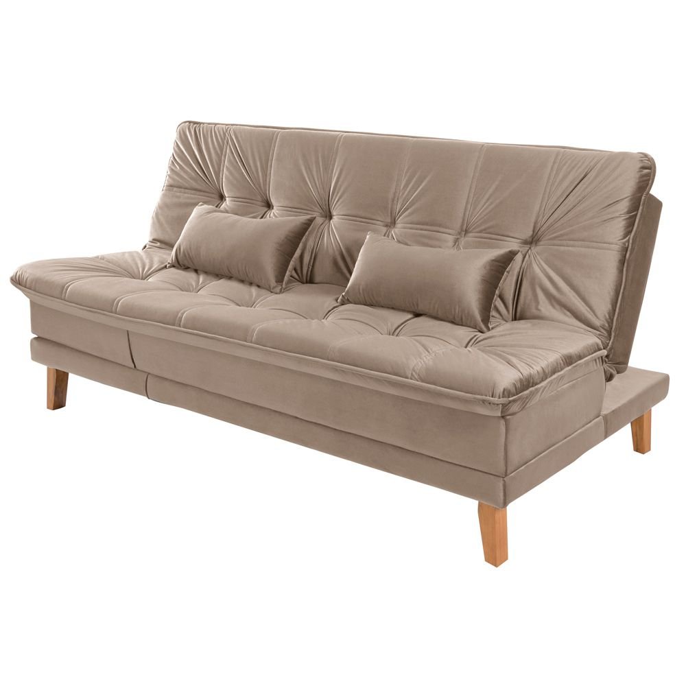 sofa cama reclinavel 2 lugares sala de estar quarto 192cm lady suede chocolate gran belo
