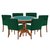 Mesa de Jogos Carteado Redonda Montreal Tampo Reversível Amêndoa com 6 Cadeiras Vicenza Verde - Gran Belo