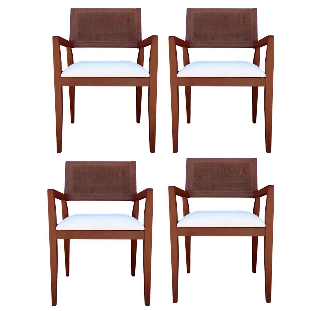 Kit 4 Cadeiras Decorativas Sala De Jantar Megan Imbuia Linho Bege Gran Belo Colombo