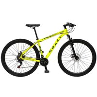 Bicicleta Esportiva Aro 29 Shimano 21 Marcha Suspensão Freio a Disco 531 Quadro 18 Alumínio Amarelo Neon - Colli Bike