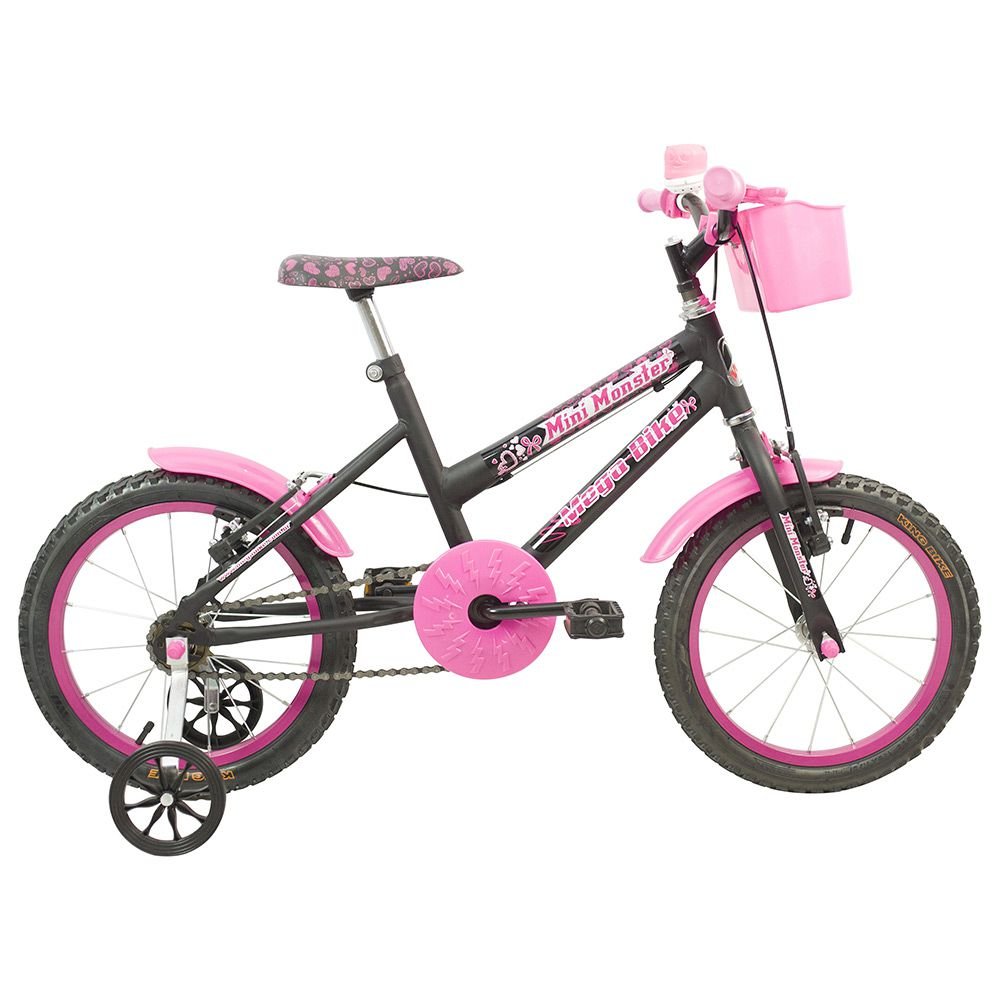 Bicicleta Infantil Aro 16 Quadro Em Aco Mini Monster Com Rodinhas