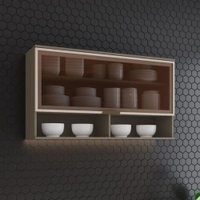 Armário Aéreo 1 Porta Basculante de Vidro Connect Henn 120cm