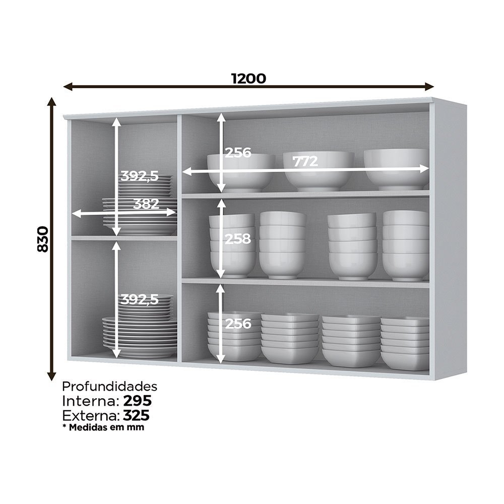 Armario De Cozinha Henn Americana 3 Portas 120 Cm C352 05 Branco Colombo