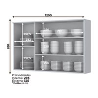 Armário de Cozinha Henn Americana 3 Portas 120 cm C352-05 - Branco