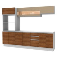 Cozinha Completa 100% MDF Madesa Smart 250 cm Modulada Com Balcão e Tampo