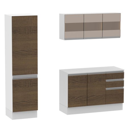 Cozinha Compacta 100 Mdf Madesa Smart 170 Cm Modulada Com Armario Balcao E Tampo Colombo