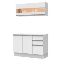 Cozinha Compacta 100% MDF Madesa Smart 120 cm Modulada Com Balcão e Tampo
