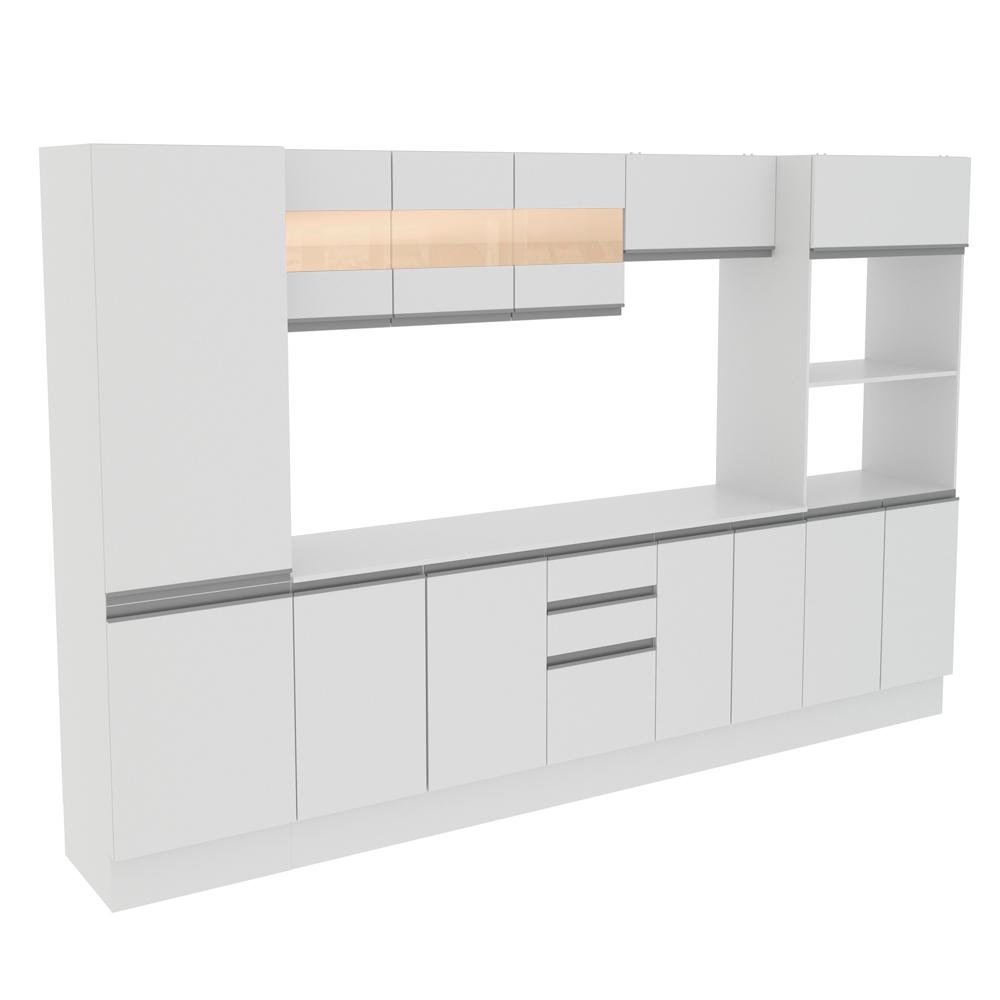 Cozinha Completa 100 Mdf Madesa Smart 300 Cm Modulada Com Armario Balcao E Tampo Colombo