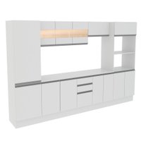 Cozinha Completa 100% MDF Madesa Smart 300 cm Modulada Com Armário, Balcão e Tampo