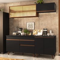 Cozinha Completa Madesa Reims 190001 com Armário e Balcão - Preto/Rustic