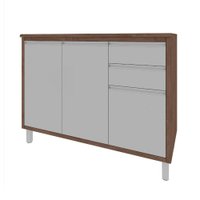 Balcão Delicata para Pia de Cozinha Indékes 3 Portas e 2 Gavetas 120 cm - Noce/Off