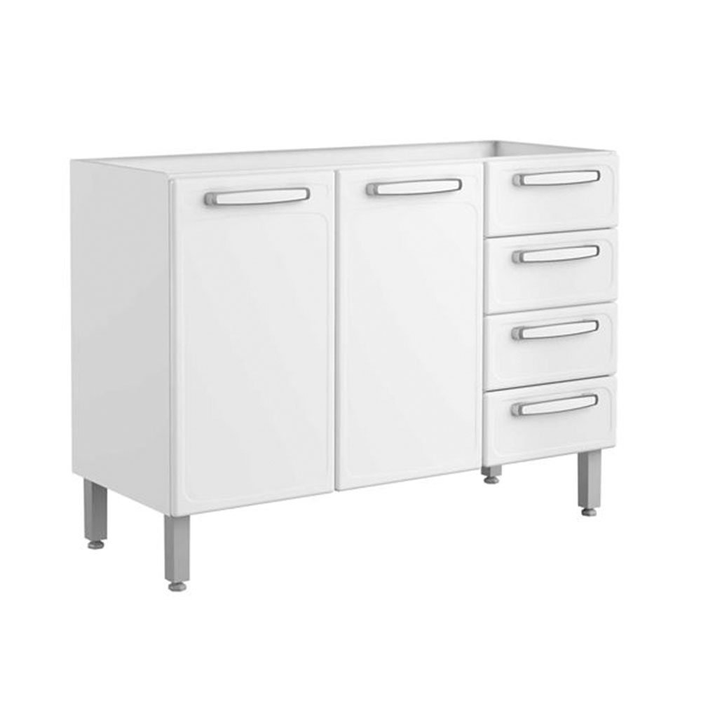 Balcao Gabinete De Pia Evidence Aco Bertolini 2 Portas 4 Gavetas 120 Cm Branco Colombo