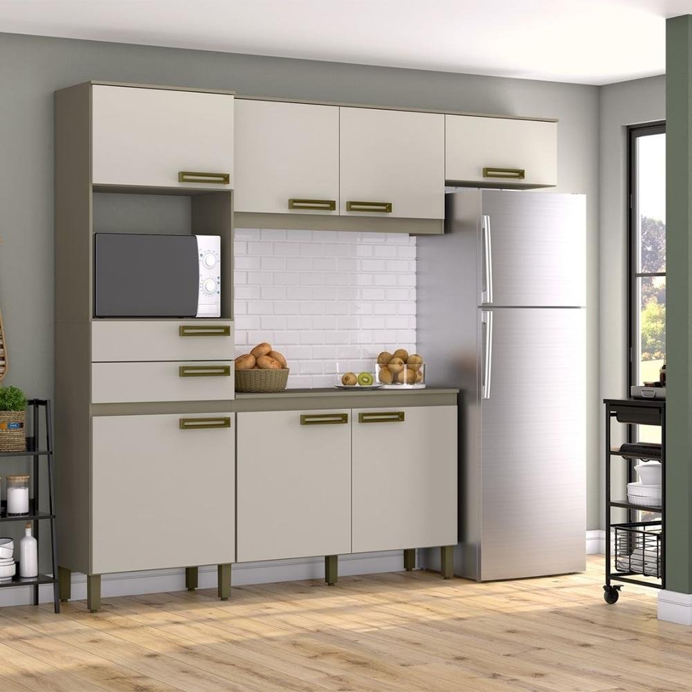 Cozinha Compacta C Gabinete Tampo Balcao Armario Aereo Duna Cristal Colombo