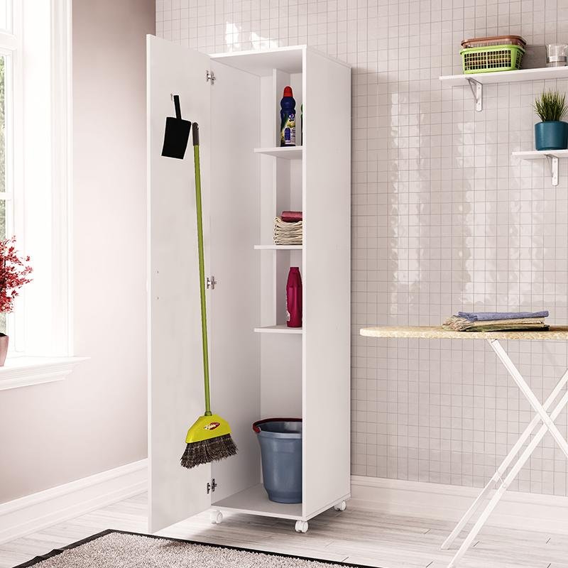 Armario Multiuso Lavanderia 3 Prateleiras 1 Porta Branco Colombo