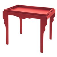 Mesa de Apoio de Madeira Retrô Tramontina 84 x 49 x 71 cm Vermelha com Bandeja