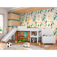 Conjunto Cama 90 e Baú Playground Meu Fofinho - Art In - Branco