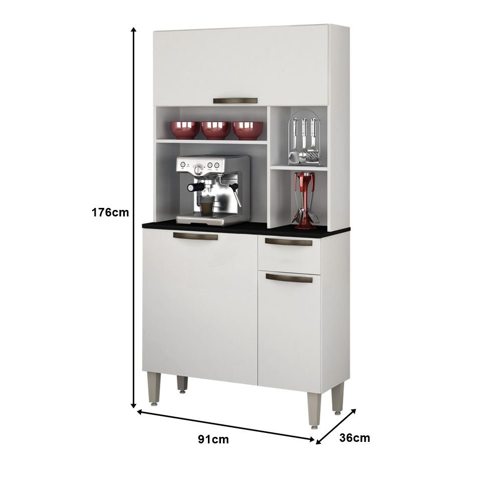 Armario De Cozinha 3 Portas 1 Gaveta Jaspe Salleto Moveis Branco Colombo