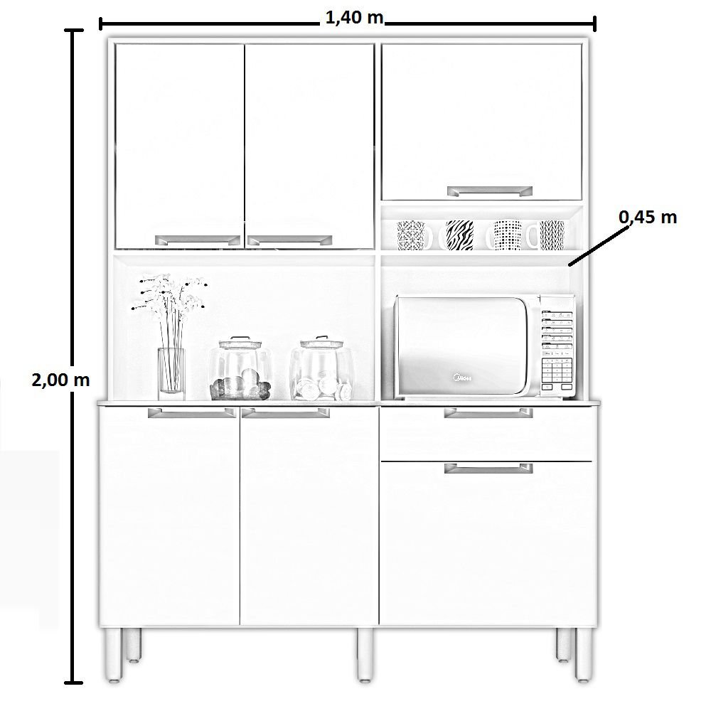 Armario De Cozinha 6 Portas 1 Gaveta Siena Salleto Moveis Branco Colombo
