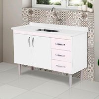 Balcão Tóquio 2 Portas e 3 Gavetas para Pia de 120 cm Rorato - Branco