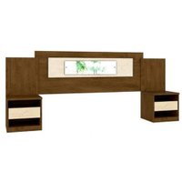 Cabeceira Queen Size Sevilha com 2 Mesas de Cabeceira Moval Flex Color - Avela com Wood e Castanho