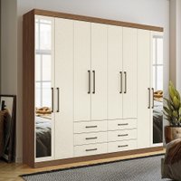 Guarda Roupa Casal com Espelho Master 8 Portas 6 Gavetas Santos Andirá - Branco