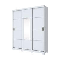 Guarda-Roupa Casal D210 Silver com 3 Portas Deslizantes e 2 Gavetas Henn D210-10 - Branco