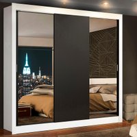 Guarda Roupa Casal Madesa Mônaco 3 Portas de Correr com Espelhos em duas Portas