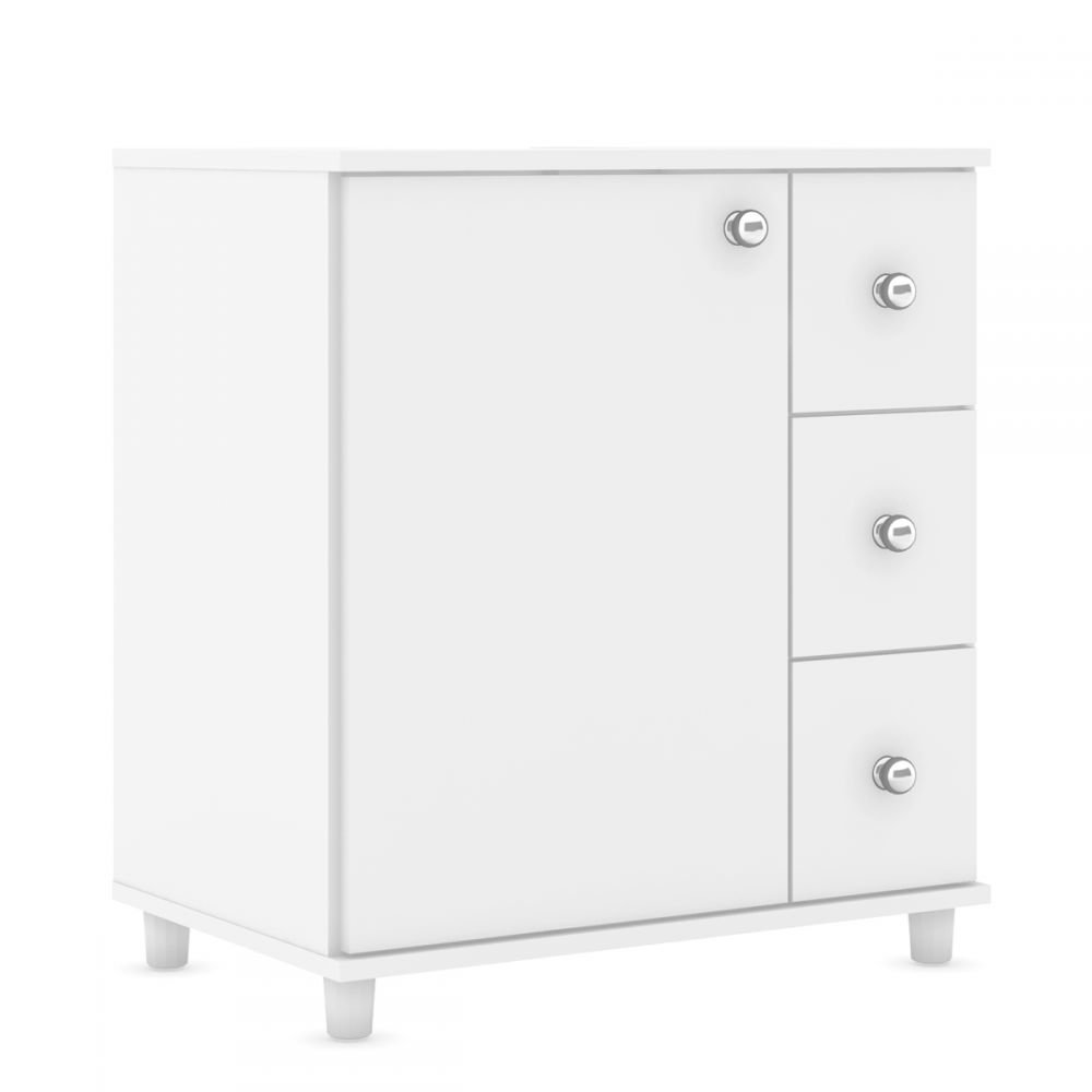 Armario De Banheiro 3 Gavetas Bcm Branco Movel Bento Colombo