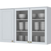 Armário Aéreo Henn 120cm 3 Portas Americana - Detalhes em vidro Vidro - Branco HP