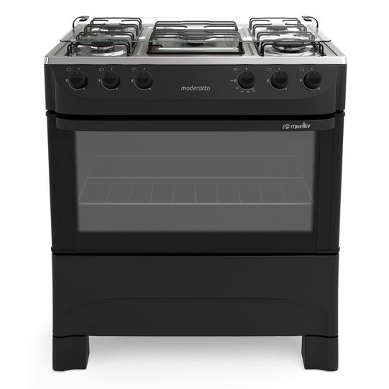 Fogão Mueller 5 Bocas Moderatto Preto Fosco Acendimento Manual