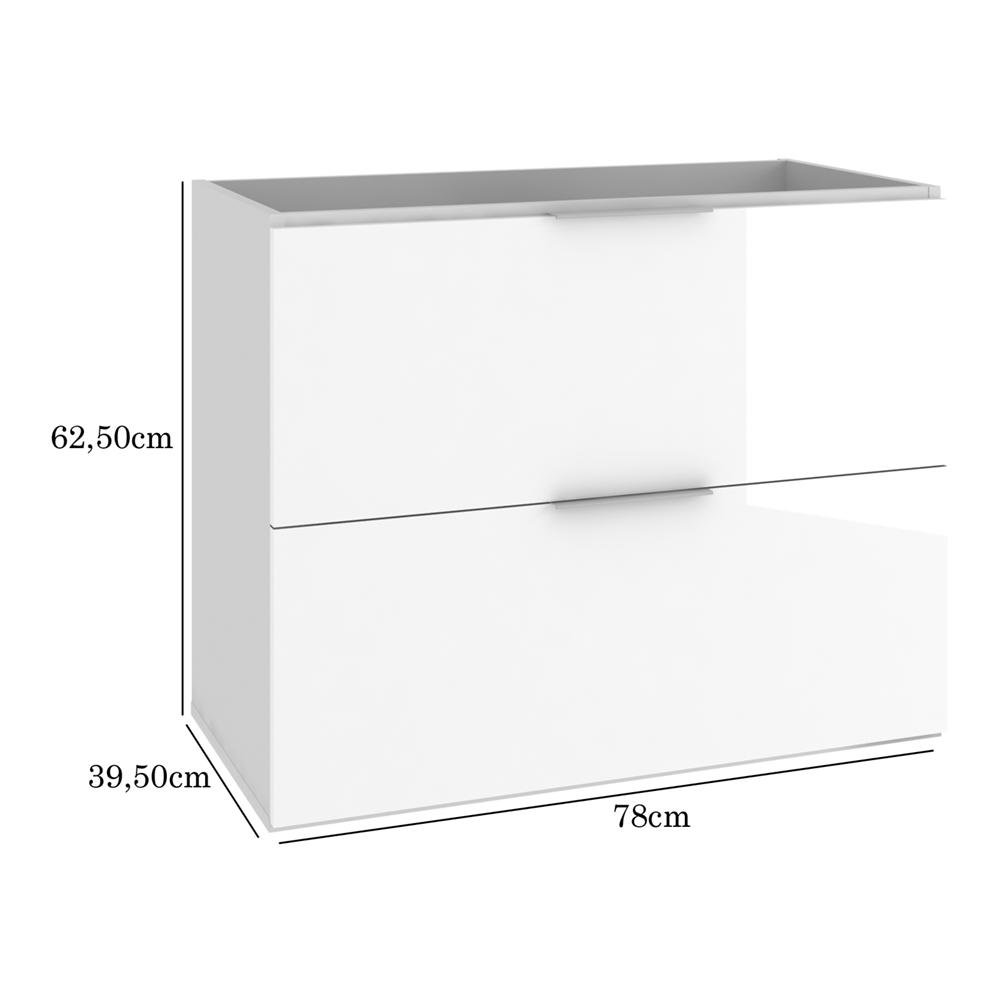 Gabinete Para Banheiro Sem Tampo Pietra 80cm Bosi Branco Branco Brilho Colombo