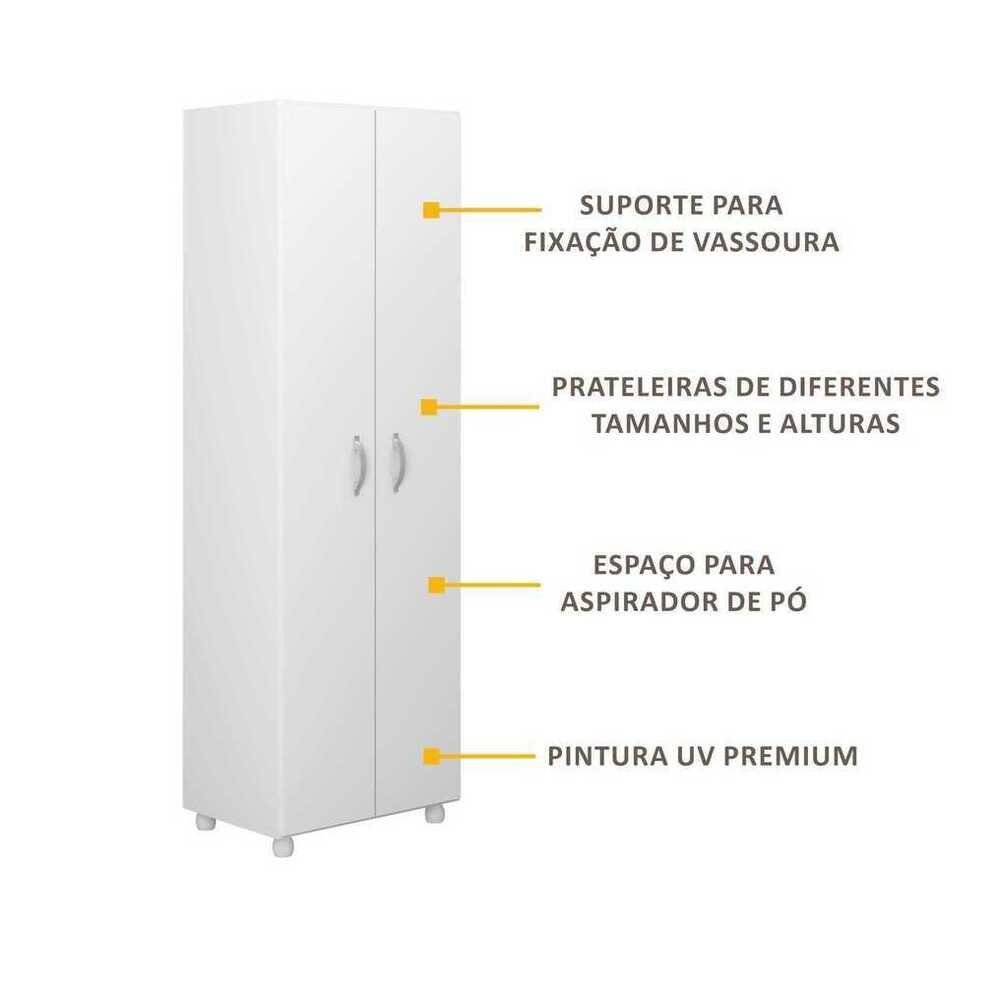 Armario Multiuso Multimoveis Para Lavanderia Aerea De Servico Com Porta Vassouras Branco Colombo
