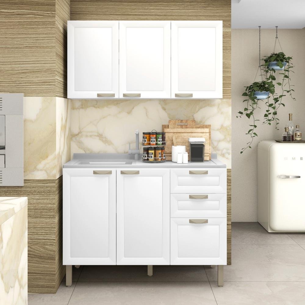 Conjunto Multiuso Com Armario Para Espaco Gourmet Suspenso 100 Mdf Multimoveis Branco Sem Tampo Colombo