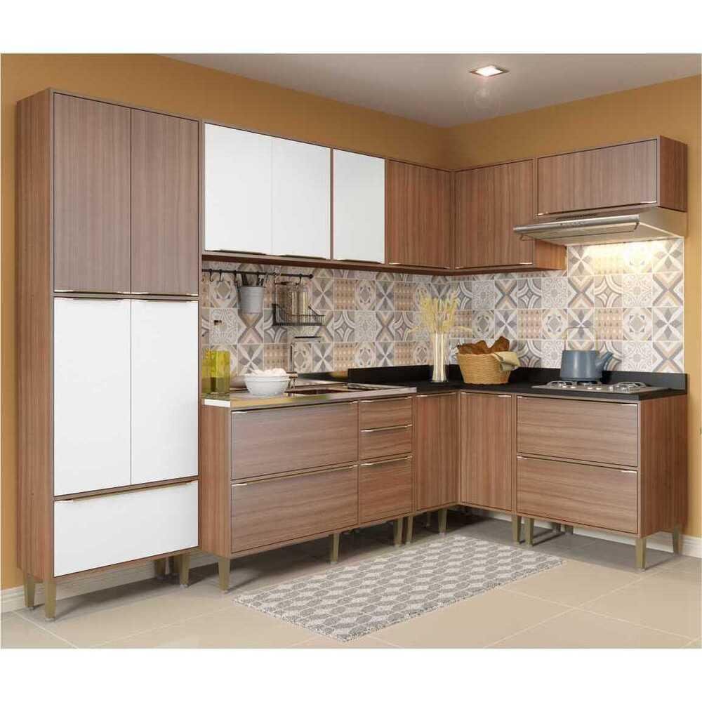 Cozinha Completa Multimoveis Com 7 Pecas Calabria 5462 Nogueira Branco Colombo