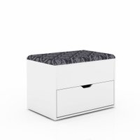 Puff Baú 1 Gaveta Tecno Mobili PU2051 - Branco com Preto