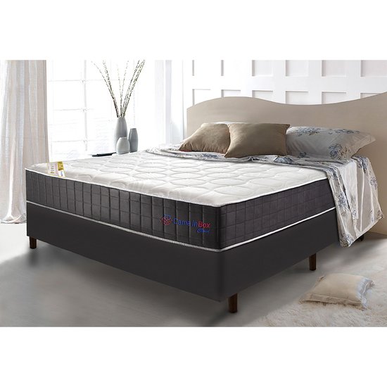 Conjunto Cama Box Casal Molas Ensacadas com Espuma Viscoelástico Cama inBox Cloud Cinza 138x188x67