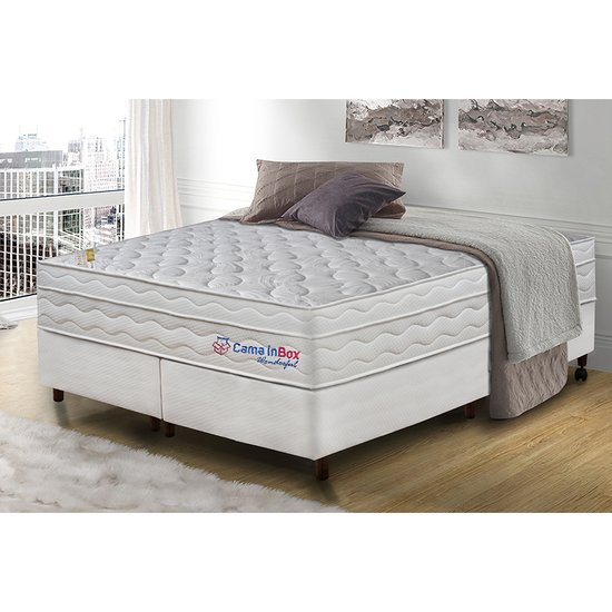 Conjunto Cama Box Queen com Molas Ensacadas Cama inBox Wonderful 158x198x71