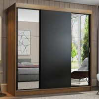 Guarda-Roupa Casal Madesa Reno 3 Portas de Correr com Espelhos em duas Portas