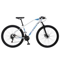Bicicleta Esportiva Aro 29 Shimano 21V Suspensão Freio a Disco Duster Quadro 17 Alumínio Branco/Azul - Colli Bike