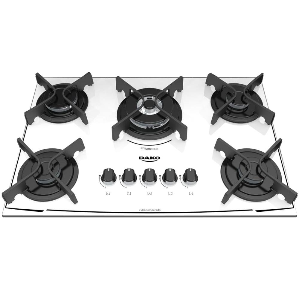 Cooktop Dako 5 bocas branco com acendimento superautomático Bivolt