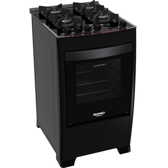 Fogão Piso Dako Supreme Glass 4Q Mesa de Vidro Preto Bivolt