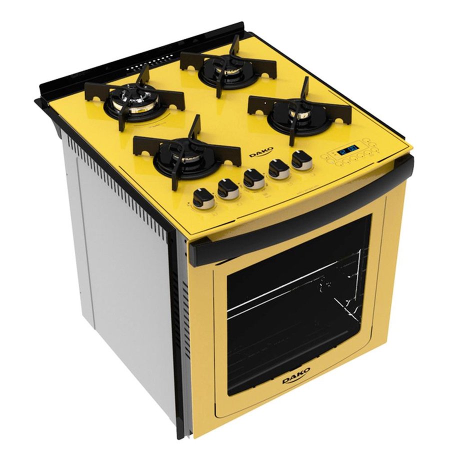 Fogão Embutir Dako Amarelo 4 bocas mesa de vidro Dakolors Bivolt Amarelo Bivolt Colombo Fogão Embutir Dako Amarelo 4 bocas mesa de vidro Dakolors Bivolt Amarelo Bivolt Colombo
