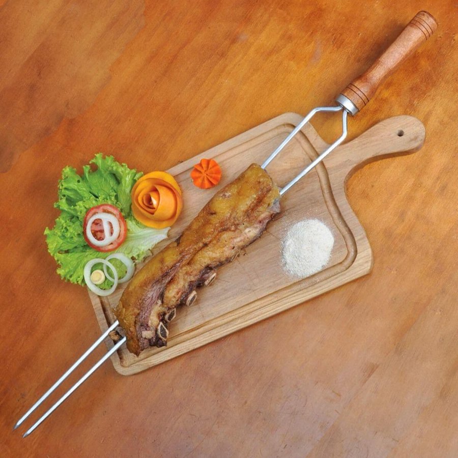 Conjunto de Espetos para Churrasco 1 Duplo 3 Simples 85cm Qualinox